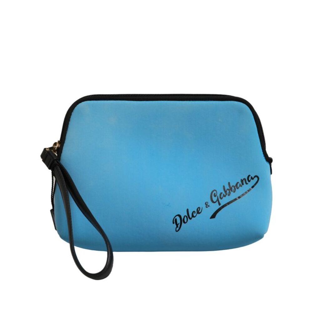 Dolce & Gabbana Blue Nylon DG Logo Print Clutch Zip Women Borse Pouch Women's